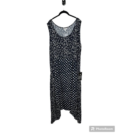 NWT Avenue Womens Kylee Crush Dress‎ Size 22/24 (3X) Midi Length Batik Spot Mix - Picture 1 of 12